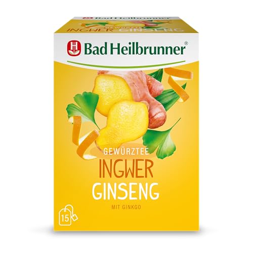 Bad Heilbrunner Ingwer-Ginseng Tee im Filterbeutel, 5er Pack (5 x 15 Filterbeutel)