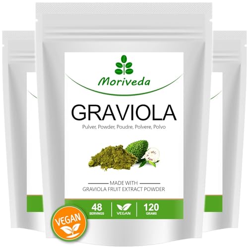 Graviola Frucht-Pulver - Stoffwechsel Herz Blutdruck Balance - Vitamine Antioxidantien - Fruchtpulver Extrakt aus Brasilien - Vegan - 3x 120g von MoriVeda