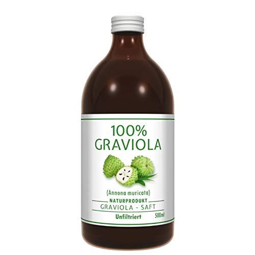 100% Graviola Frucht-Saft -unfiltriert & vegan- (500ml), aus 100% Graviola Püree. Stachelannone, Soursop, Corossol, Guanabana.