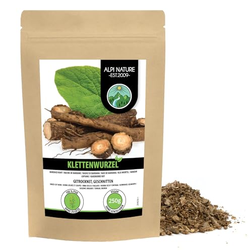 Klettenwurzel geschnitten (250g), Klettenwurzeltee getrocknet, Klettenwurzel Tee 100% naturrein, ohne Zusätze