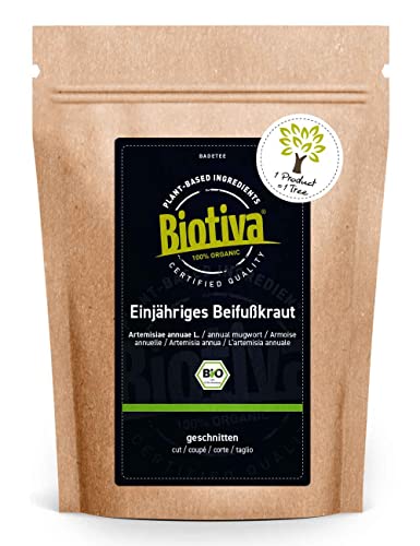 Biotiva Einjähriger Beifuß Kraut Bio 100g - Top Qualität handgelesen - Artemisiae annuae l. - Abgefüllt und kontrolliert in Deutschland