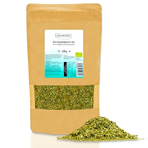 VITA NATURA Olivenblätter-Tee BIO - Kräutertee - Olivenblattextrakt - Biotee lose - 100 % vegan - in 250 g Packung erhältlich
