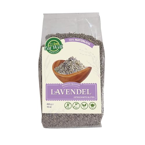 Eat Well Tee Lavendelblüten 453 g, Getrocknete Blüten für Lavendeltee, Essbare Blüten, Kulinarischer Lavendel zum Backen & Kochen, Vielseitige Zutat für Seifen, Home Fragrance & Pot-Pourris