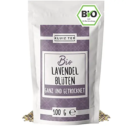 Bio Lavendelblüten getrocknet 100 Gramm - Lavendel Tee I 100% natürlich aus Biologischem Anbau by KLUIZ TEA
