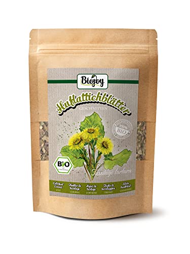 Biojoy BIO-Huflattich Tee (100 g), Huflattich-Blätter getrocknet und geschnitten (Tussilago farfara)