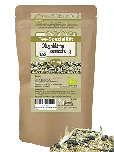 direct&friendly Bio Olivenblätter Teemischung mit Olivenblättern, Aroniabeeren, Holunderblüten und Zitronenmyrte (100 GR)