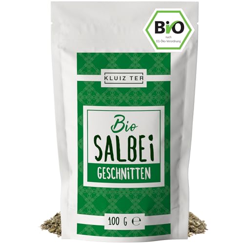 Bio Salbeitee lose - 100 Gramm I Premium Salbei getrocknet und geschnitten I Sage Tea lose by KLUIZ TEA