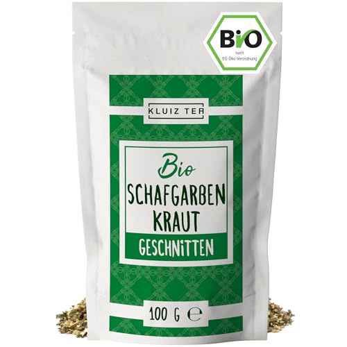 Bio Schafgarbentee lose - 100 Gramm I Premium Schafgarbe getrocknet und geschnittenI Yarrow Tea by KLUIZ TEA