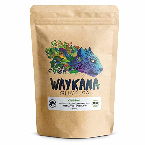 Bio Guayusa von Waykana - 500g XXL-Vorteilspackung - Natürlicher Energy-Tee aus dem Regenwald - Nachhaltiger Direct Trade aus Ecuador in Papierverpackung - 500g für 200 Tassen