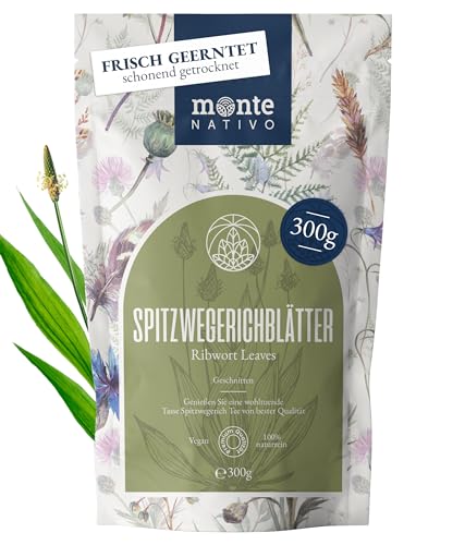 Spitzwegerich Tee Monte Nativo (300 g) - Spitzwegerich getrocknet zur jeder Zeit - 100% rein und natürlich Spitzwegerichtee - Spitzwegerichblätter als Kräutertee oder als Tee Geschenk - Früchtetee