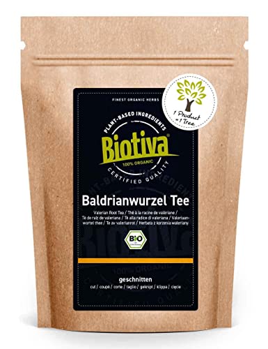 Biotiva Baldrianwurzel Tee Bio 100g - Valerianae Radix - Baldrian - Kräutertee - abgefüllt in Deutschland (DE-ÖKO-005) - vegan