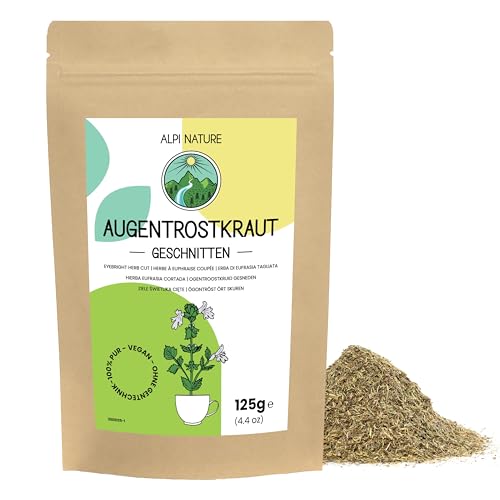 Augentrost Kraut 125g von Alpi Nature, Tee lose, Euphrasia, getrocknetes Augentrostkraut zur Zubereitung von Kräutertee und Augentrost Tee