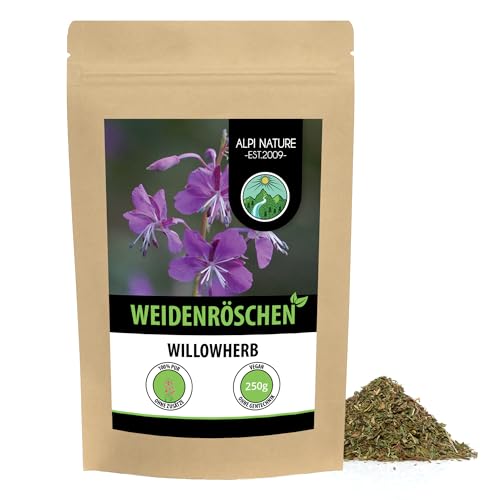 Weidenröschen Tee kleinblütig (250g), Weidenröschentee geschnitten, schonend getrocknet, 100% rein und naturbelassen zur Zubereitung von Tee, Weidenröschen Tee, Kräutertee