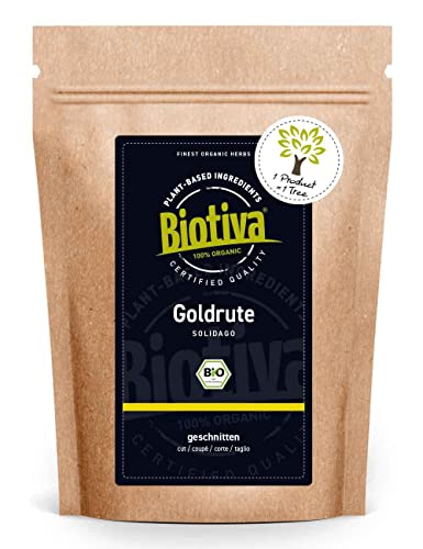 Biotiva Goldrute Tee 250g Bio - geschnitten - Goldrauten - Solidago - Goldrutentee - Abgefüllt und kontrolliert in Deutschland (DE-ÖKO-005)