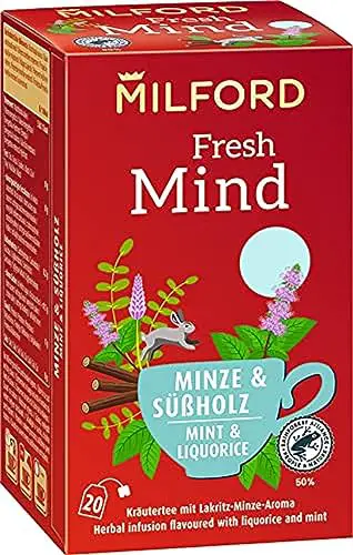 Milford Fresh Mind | Süßholz & Minze | Kräutertee mit Lakritz-Minze-Aroma | 20 Teebeutel