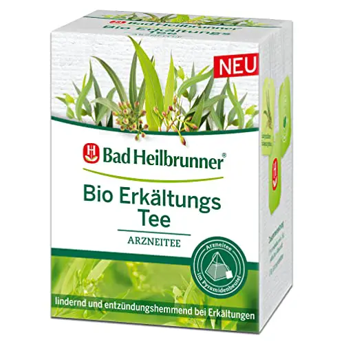 Bad Heilbrunner Bio Erkältungstee - Arzneitee im Pyramidenbeutel - Eukalyptus - lindernd & entzündungshemmend bei Erkältungen, Husten oder Schnupfen (4 x 10 Pyramidenbeutel)