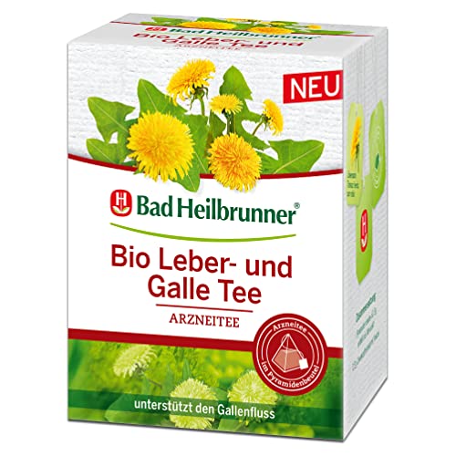 Bad Heilbrunner Bio Leber- & Galle Tee - Arzneitee im Pyramidenbeutel - Löwenzahn - unterstützt den Gallenfluss - hilft bei Appetit-Problemen (4 x 12 Pyramidenbeutel)