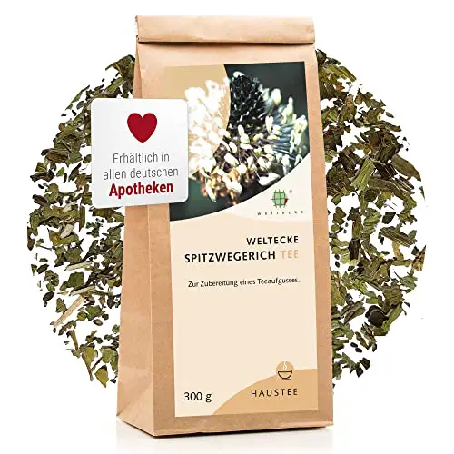 Weltecke Spitzwegerich-Tee lose 300 g | Arzneibuch-Qualität in Deutschland hergestellt & kontrolliert | Kräuter-Tee mit würzig-herbem Geschmack | Frisch abgefüllt | Angenehmer Halswärmer-Tee