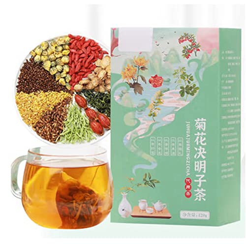 Tee, mit Chrysantheme, Cassia Samen, Gesundheit Kräutergetränk Beutel, Kaltes und heißes Aufbrühen, Einzelne dreieckige Teebeutel, Geschenke für Teetrinker, 120g, 20 Teebeutel