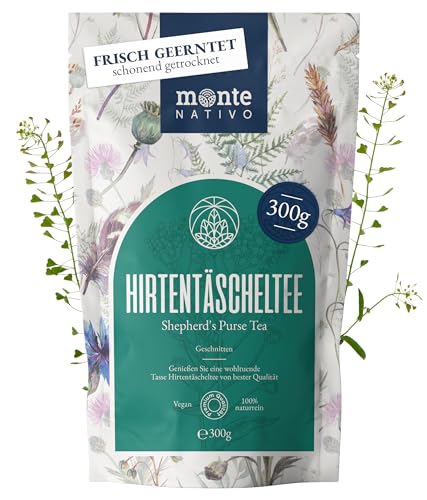 Hirtentäscheltee Monte Nativo (300 g) - Hirtentäschelkraut Tee schonend getrocknet zur jeder Zeit - 100% rein und natürlich Hirtentäschel als Kräutertee oder als Tee Geschenk - Früchtetee