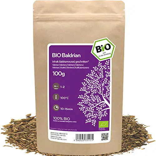 amapodo Baldrian Tee Bio 100g - Baldrianwurzel geschnitten - Baldriantee - Geschenke für Männer - Valerian Tea - Gute Nacht Tee - Valeriana officinalis