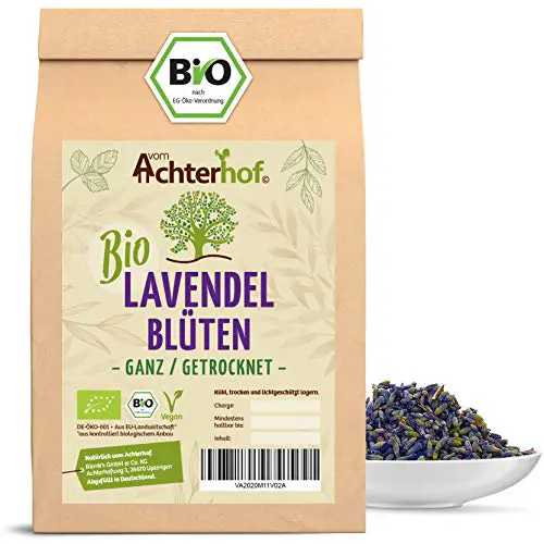 Lavendelblüten Bio getrocknet 250g | getrockneter Lavendel aus Frankreich | Bio-Lavendel-Tee | 100% natürlich - Lebensmittelqualität | aus kontrolliert biologischen Anbau | vom Achterhof