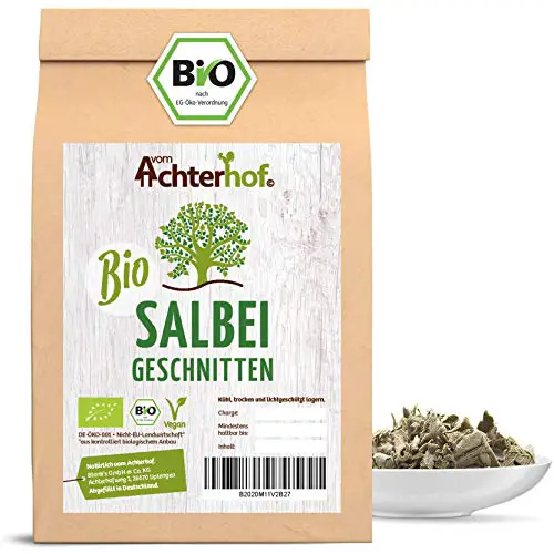 Salbei Bio 250g | Salbeiblätter getrocknet und geschnitten | naturrein in Bio-Qualität | Salbeitee | vom Achterhof